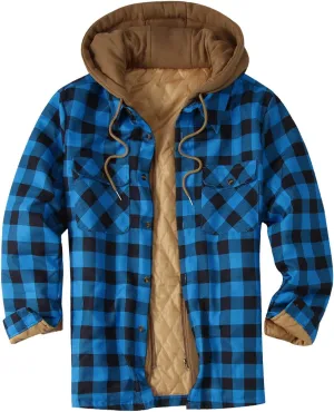 LCMTWX Mens Plaid Jacket Casual Plaid Print Hooded Zipper Pocket Long Sleeve Shirt Patchwork Jacket Loose Thickened ​Coat