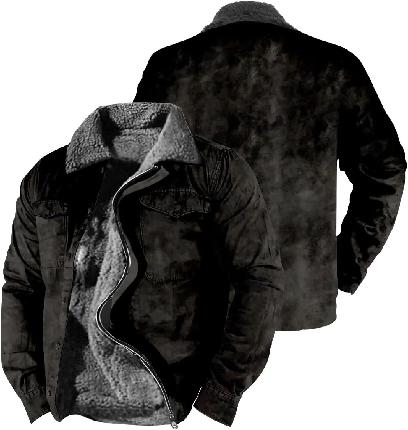 LCMTWX Winter Coat Men Plaid Casual Plaid Print Hooded Zipper Pocket Long Sleeve Shirt Patchwork Jacket Loose Thickened
