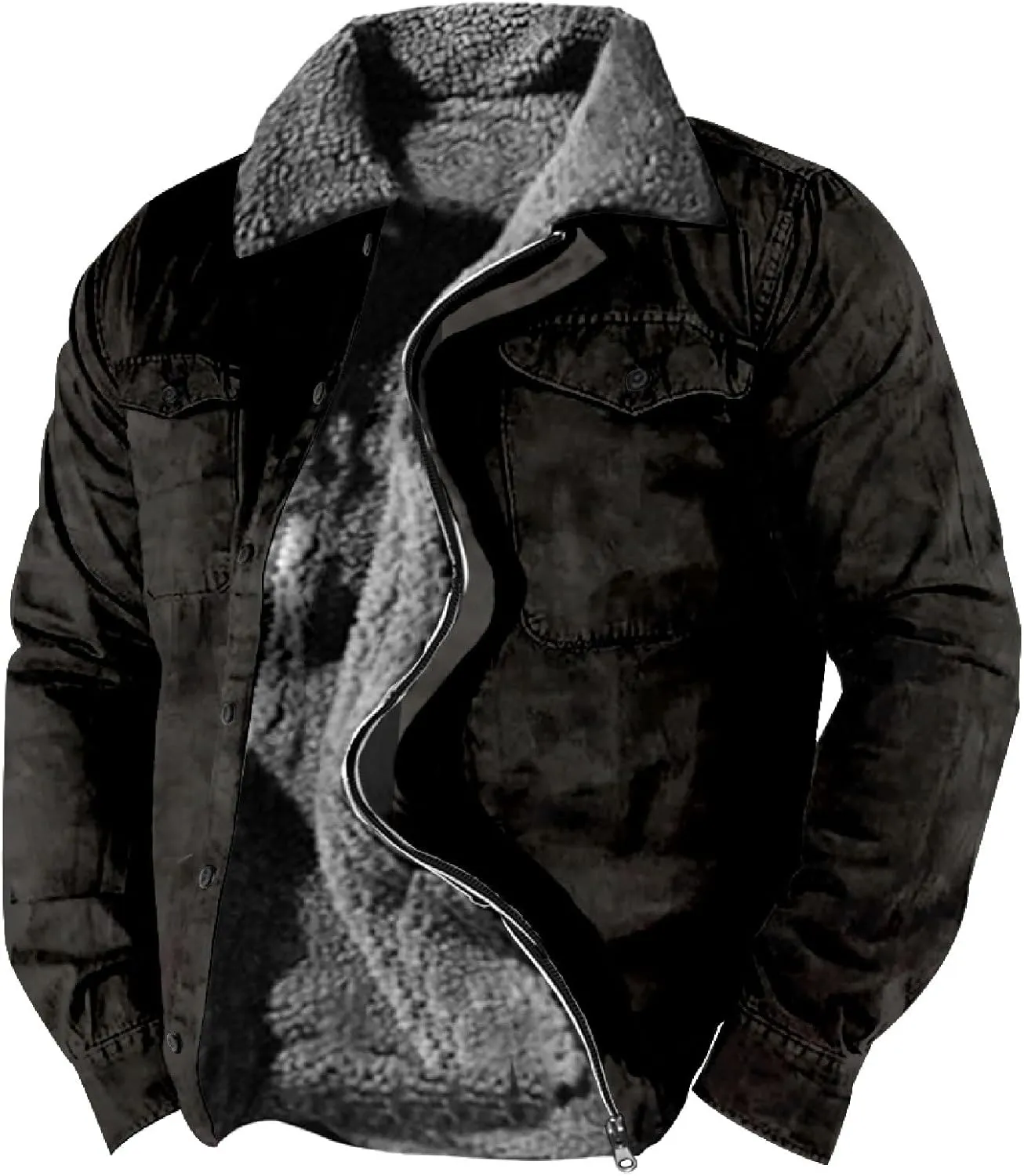 LCMTWX Winter Coat Men Plaid Casual Plaid Print Hooded Zipper Pocket Long Sleeve Shirt Patchwork Jacket Loose Thickened