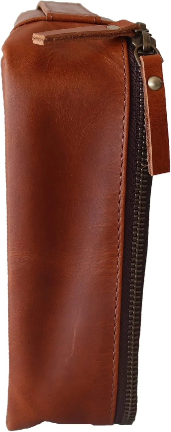 Leather Toiletry Bag for Men, Travel Organizer Toiletry Bag (1 Light Brown)