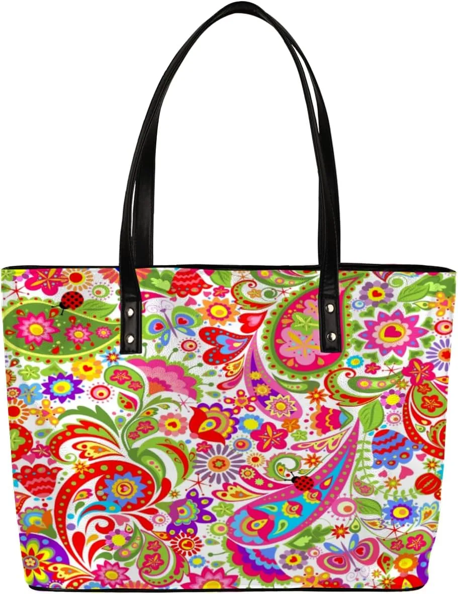 Leather Tote Bag for Women Fashion Shoulder Bag Purses and Handbags Large Capacity Satchel Bags for Work Travel