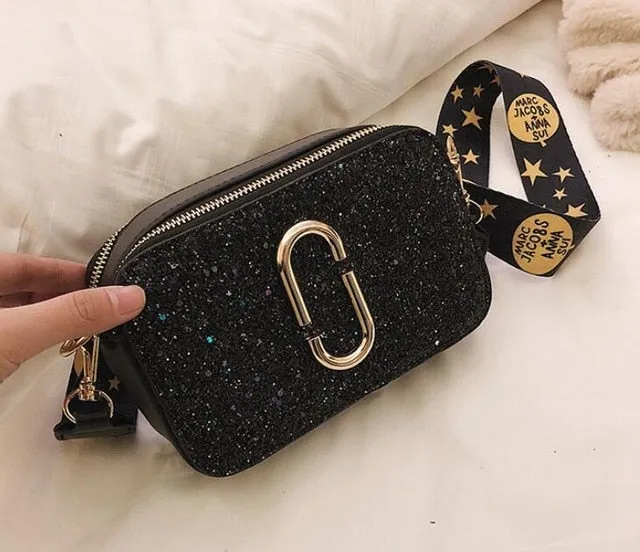 Leather Women's New Shoulder Black 2019 Sequin Designer Fashion Luxury Messenger quality Flash promotion bag High Handbag Ladies bag Flash offer PU Square