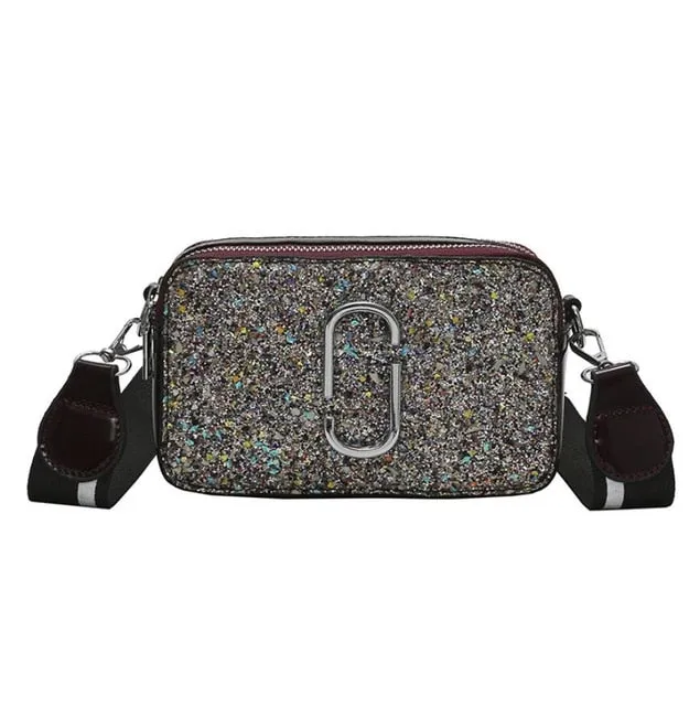 Leather Women's New Shoulder Black 2019 Sequin Designer Fashion Luxury Messenger quality Flash promotion bag High Handbag Ladies bag Flash offer PU Square