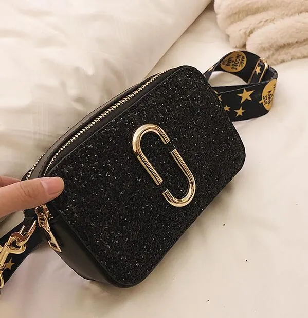 Leather Women's New Shoulder Black 2019 Sequin Designer Fashion Luxury Messenger quality Flash promotion bag High Handbag Ladies bag Flash offer PU Square