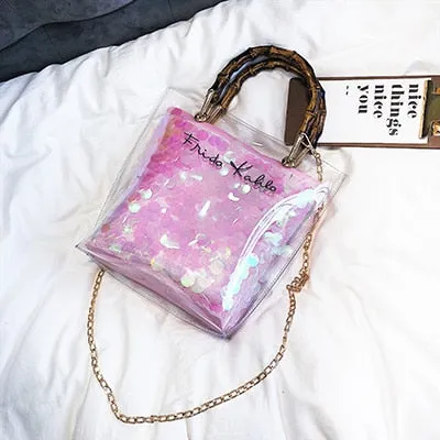 LEFTSIDE Summer 2018 Small Handbag Transparent Women Hand Bags Chain Straw bag Lady Travel Beach Shoulder Cross Body Bag Holiday