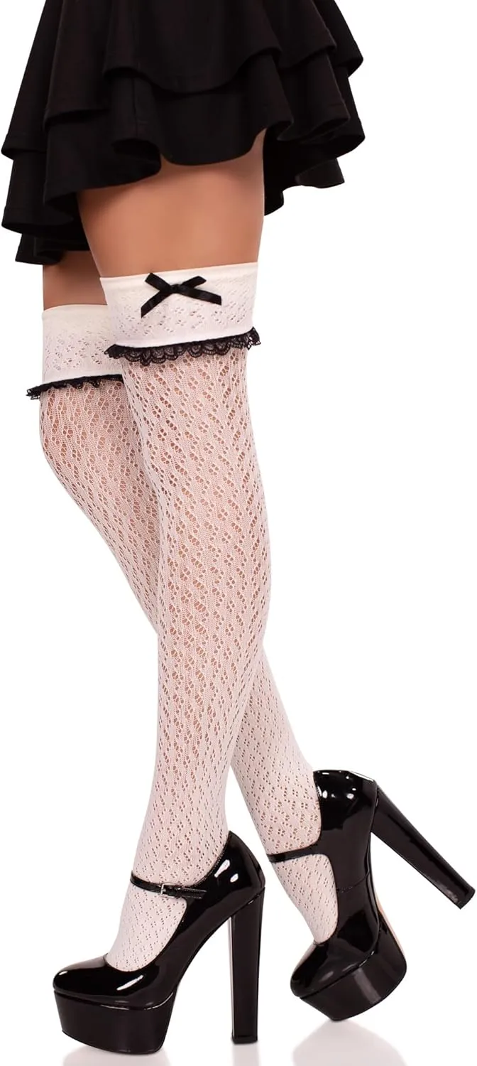 Leg Avenue Women's Crocheted Cuffed Over the Knee Socks