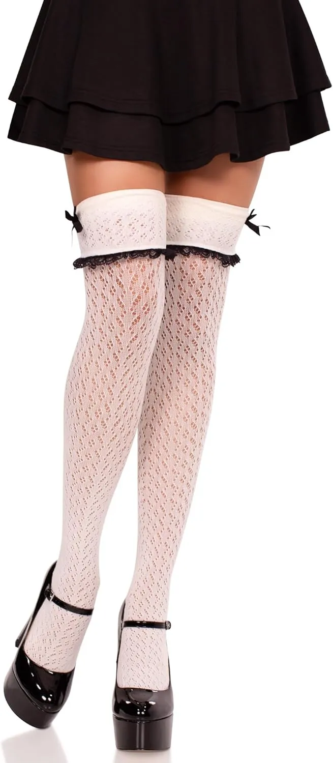 Leg Avenue Women's Crocheted Cuffed Over the Knee Socks