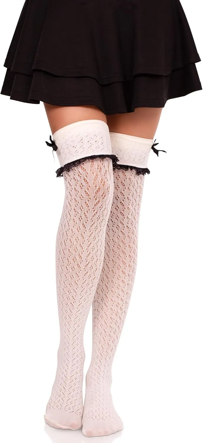 Leg Avenue Women's Crocheted Cuffed Over the Knee Socks
