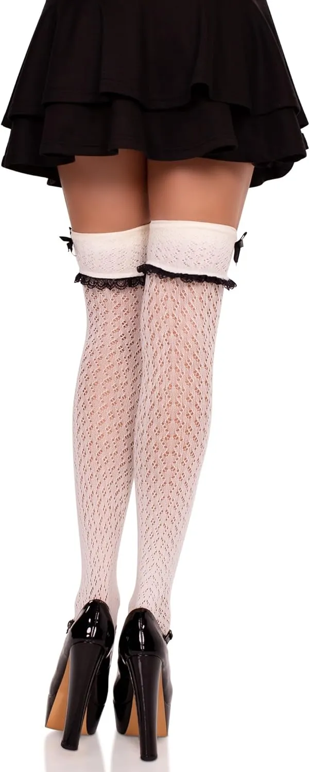 Leg Avenue Women's Crocheted Cuffed Over the Knee Socks