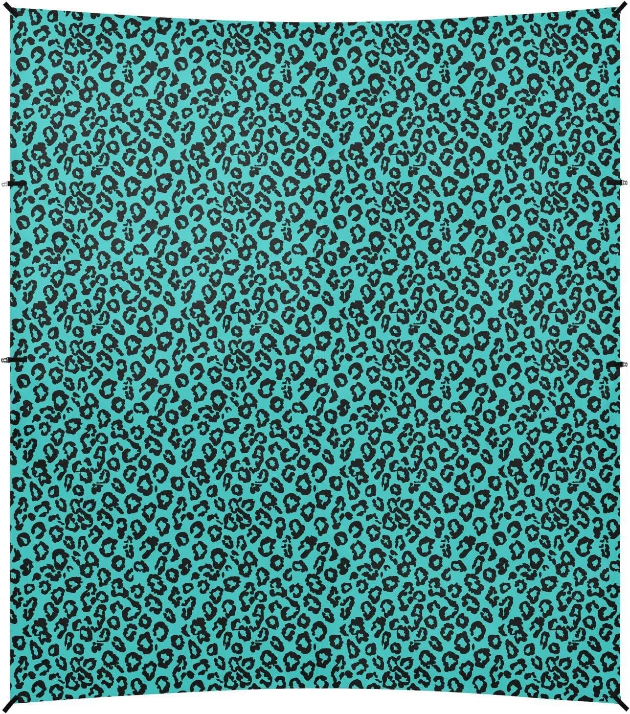 Leopard Teal Black Beach Cabana UPF50 Lightweight Outdoor Sun Shade with Carrying Bag for Camping, Picnics, Backyard