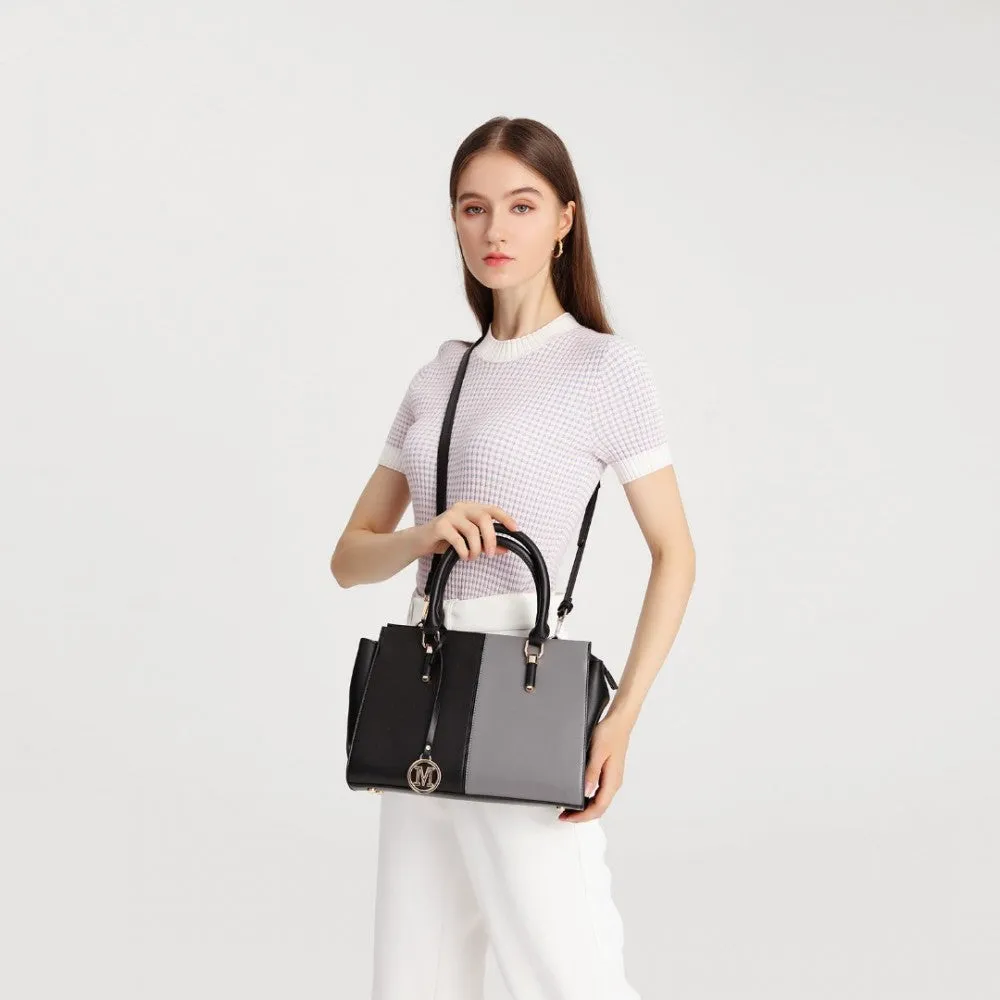 Lg2224 - Miss Lulu Vintage Two-colour Patchwork Handbag Tote Bag - Black