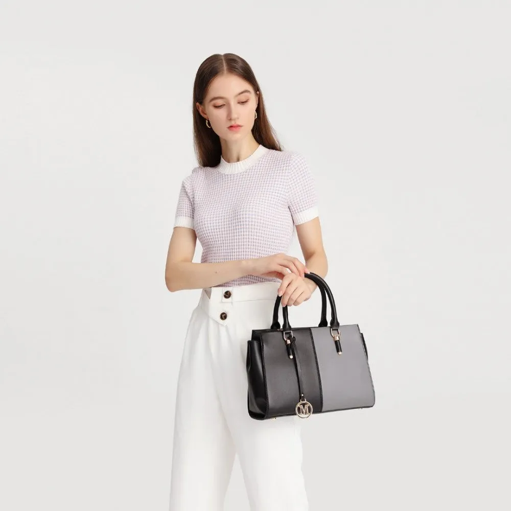 Lg2224 - Miss Lulu Vintage Two-colour Patchwork Handbag Tote Bag - Black