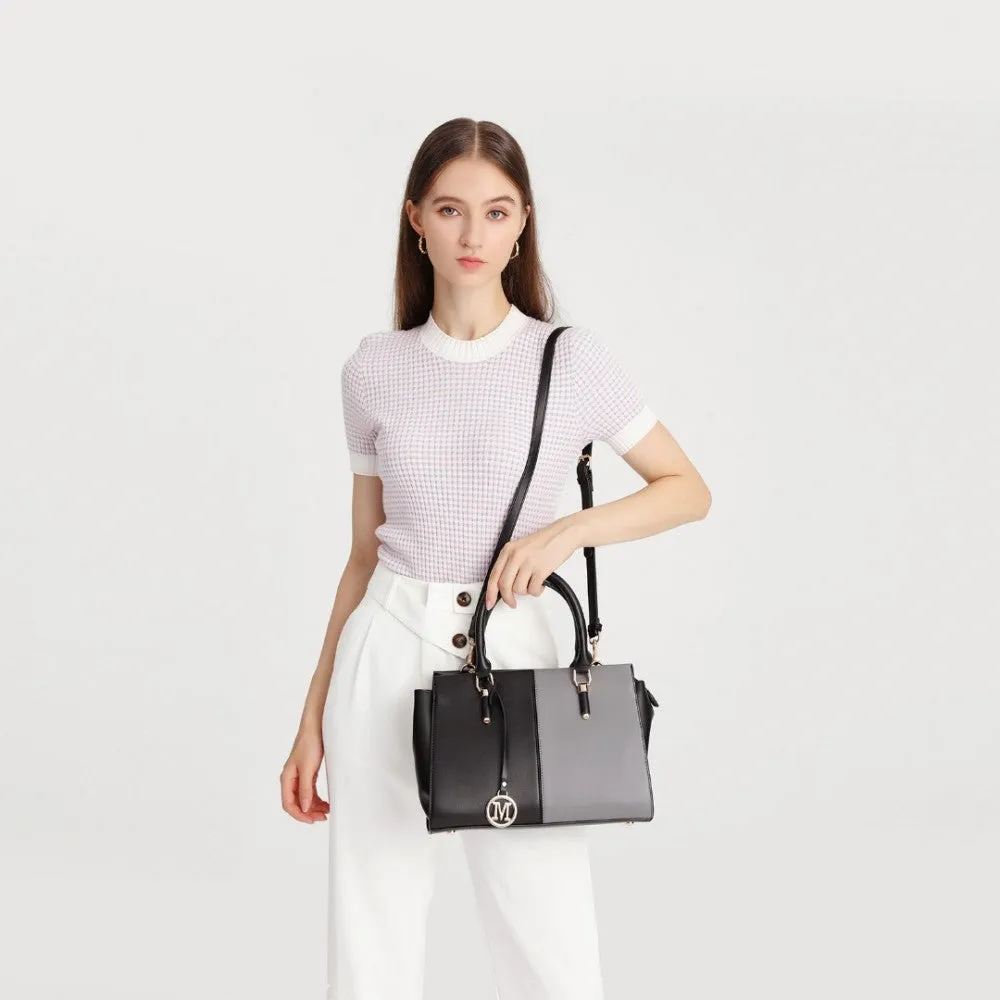 Lg2224 - Miss Lulu Vintage Two-colour Patchwork Handbag Tote Bag - Black