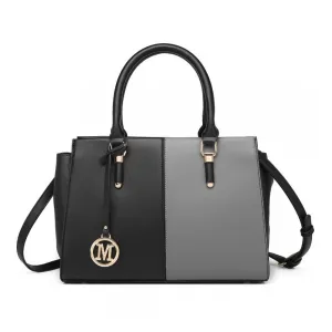 Lg2224 - Miss Lulu Vintage Two-colour Patchwork Handbag Tote Bag - Black