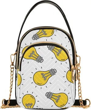 Light Bulb Pattern on White Design Crossbody Bags Shoulder Bag for Women Stylish Ladies Messenger Bags Cell Phone Purse and Handbags Wallet