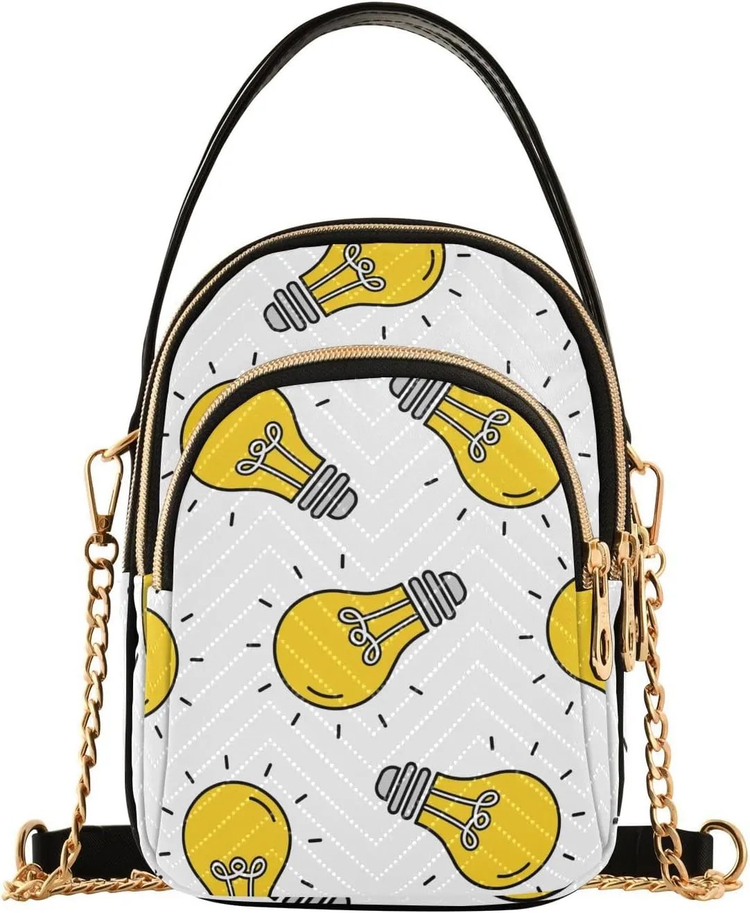 Light Bulb Pattern on White Design Crossbody Bags Shoulder Bag for Women Stylish Ladies Messenger Bags Cell Phone Purse and Handbags Wallet