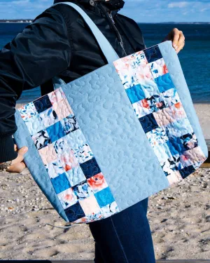 Light-Wash Denim Patchwork Tote