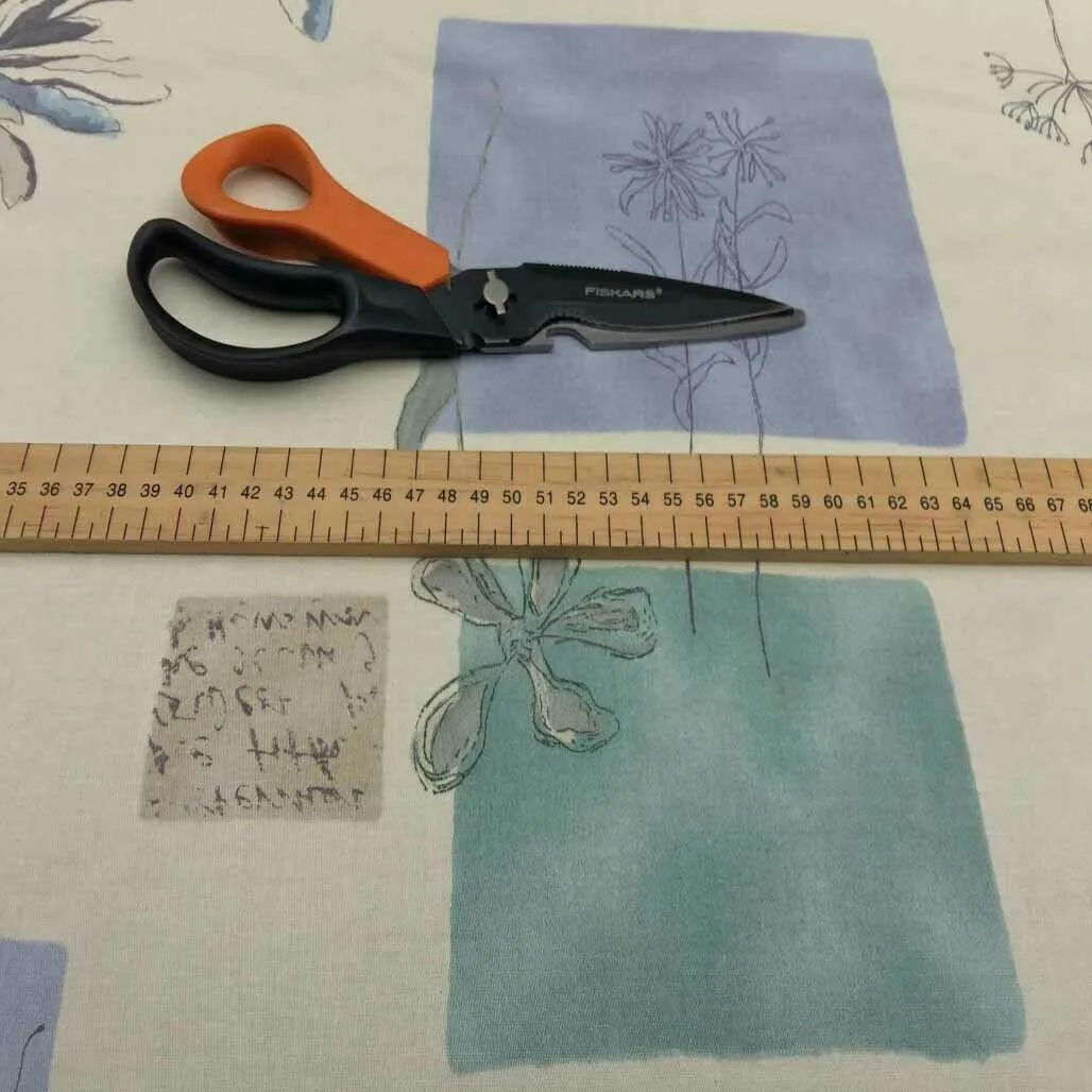 Lilac & Green Floral Vintage Cotton Fabric 140cm, Cream