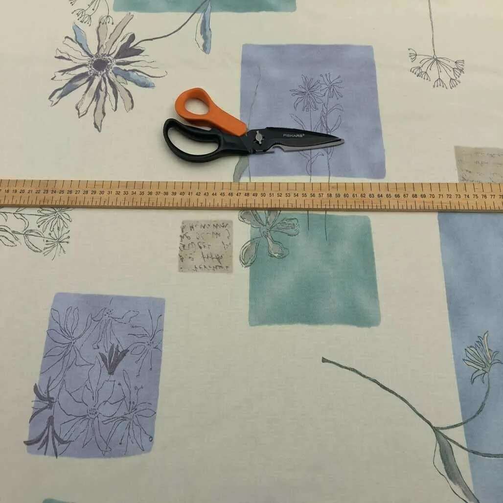 Lilac & Green Floral Vintage Cotton Fabric 140cm, Cream