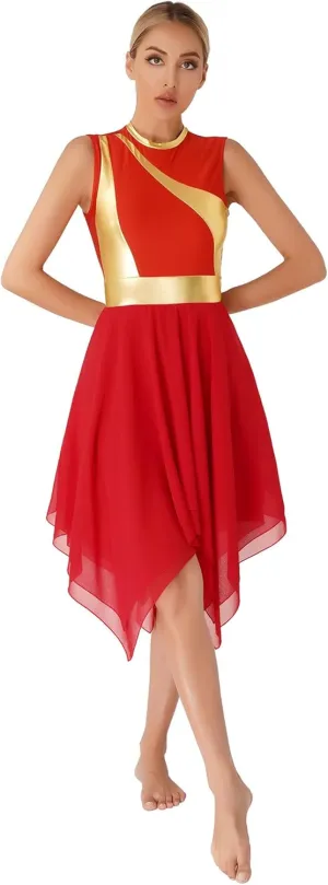 Linjinx Praise Dance Dresses for Women Church Worship Liturgical Dancewear Tunic Lyrical Dance Dress