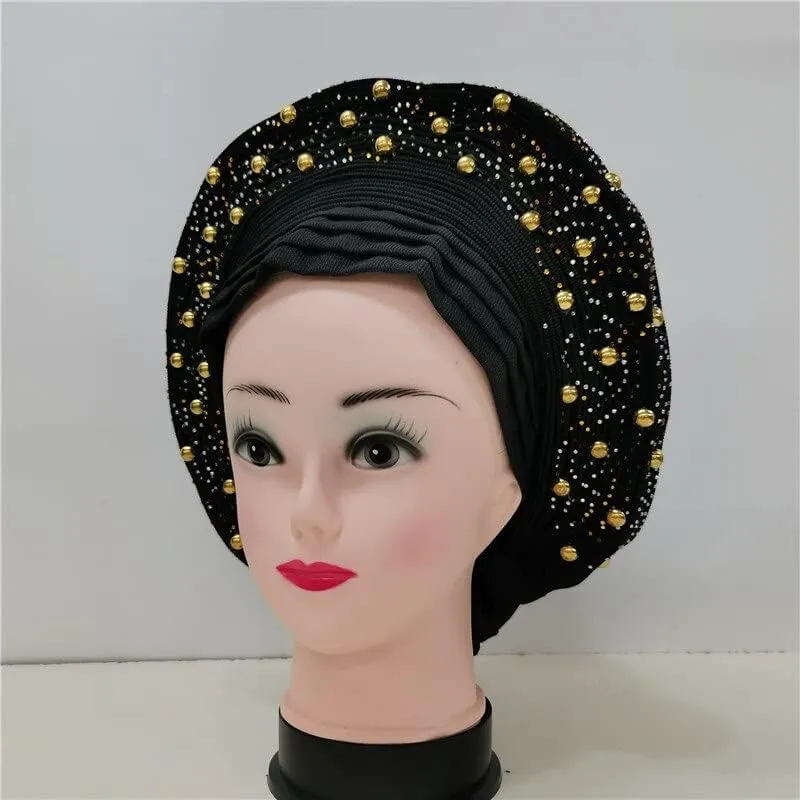 LIOCRAFT African Wedding Headband for Women, self Made Nigerian Gel, Gel Hele Turban ASO EBI, Wedding Headband Fabric for Bridal Party Dress Color 4855