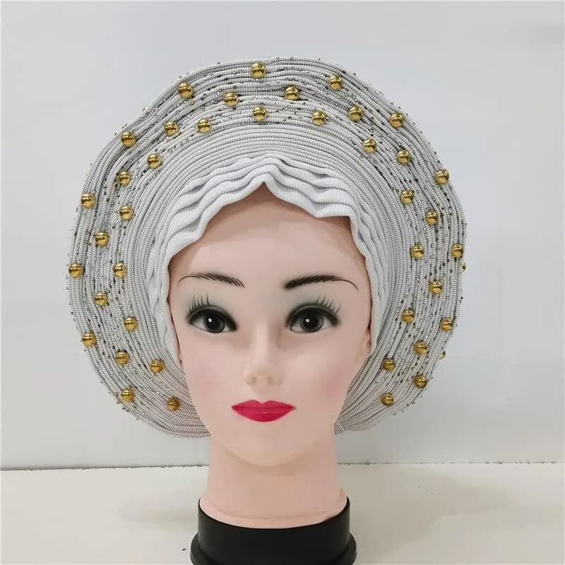 LIOCRAFT African Wedding Headband for Women, self Made Nigerian Gel, Gel Hele Turban ASO EBI, Wedding Headband Fabric for Bridal Party Dress Color 4855