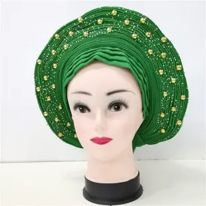 LIOCRAFT African Wedding Headband for Women, self Made Nigerian Gel, Gel Hele Turban ASO EBI, Wedding Headband Fabric for Bridal Party Dress Color 4855
