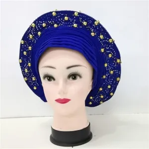 LIOCRAFT African Wedding Headband for Women, self Made Nigerian Gel, Gel Hele Turban ASO EBI, Wedding Headband Fabric for Bridal Party Dress Color 4857