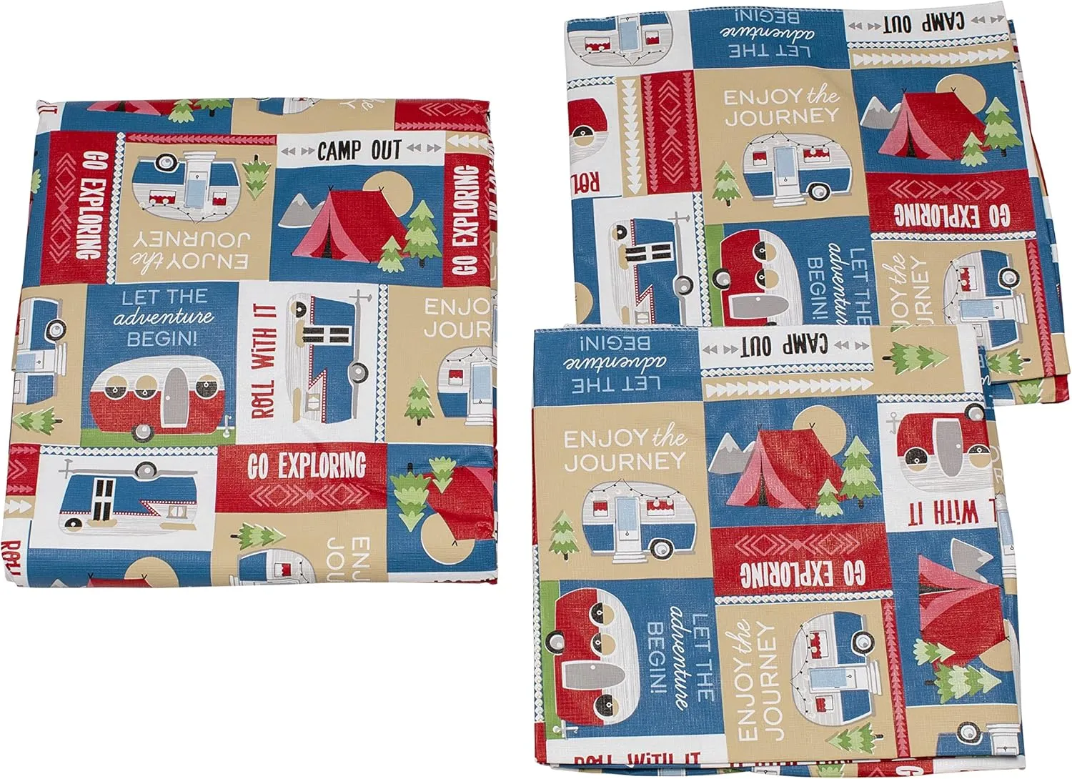 Lippert Vinyl Tablecloth/Bench Cover Set for Camping and Picnics with 100% PEVA Material, Waterproof and Stain-Resistant Fabric