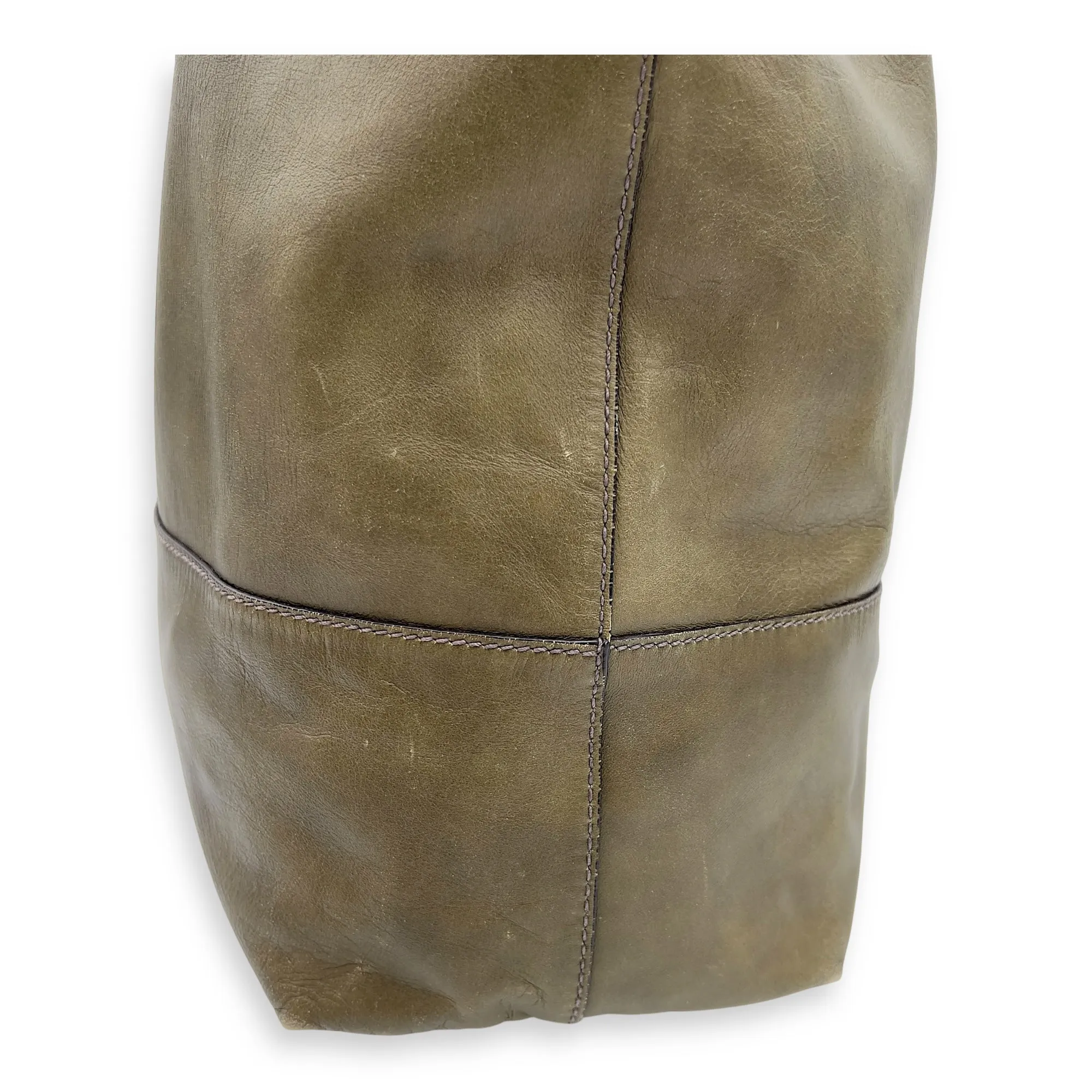 Logo Tote Bag Grey in Calfskin, Gold hardware