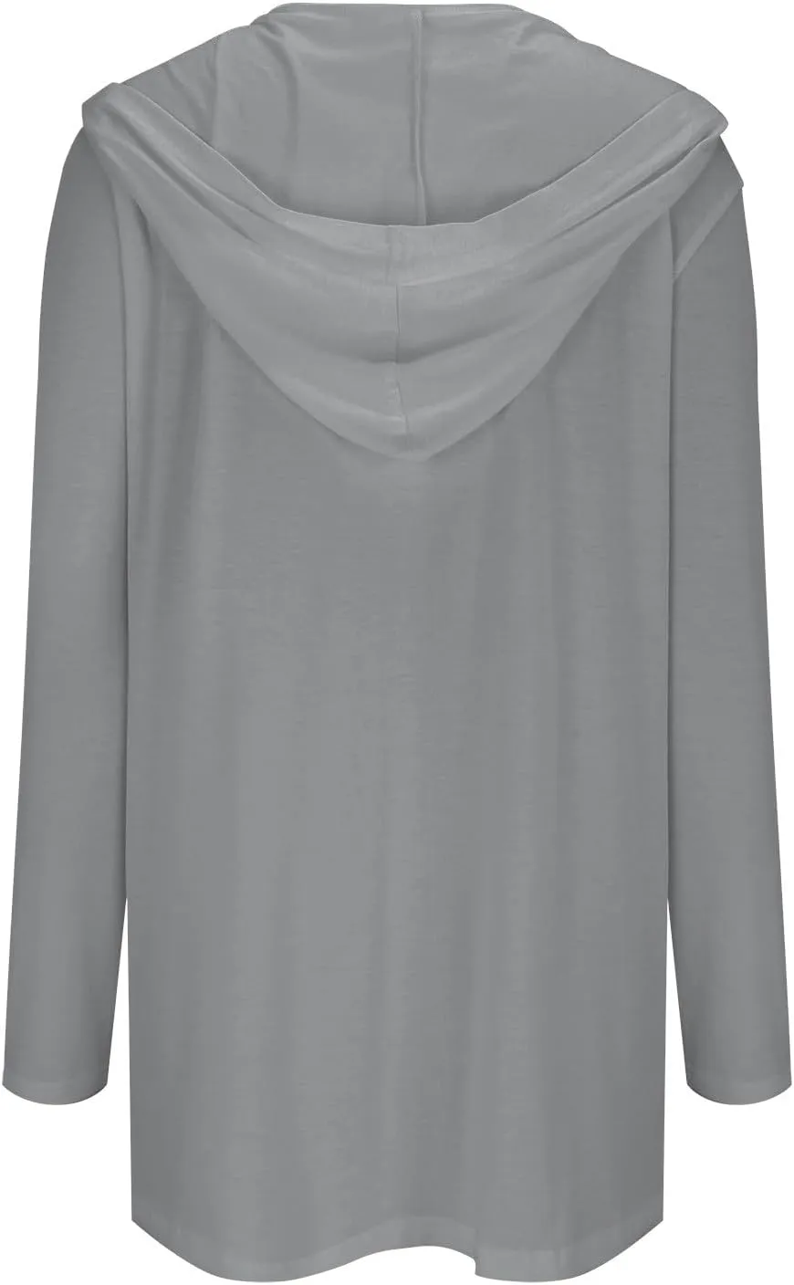 Long Cardigans for Women Trendy 2024 Summer Lightweight Casual Comfy Open Front Hooded Cardigan Sweater with Pocket