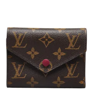 Louis Vuitton Monogram Portefolio Victoria Three Fold Wallet M41938 Brown Fushas PVC  Louis Vuitton