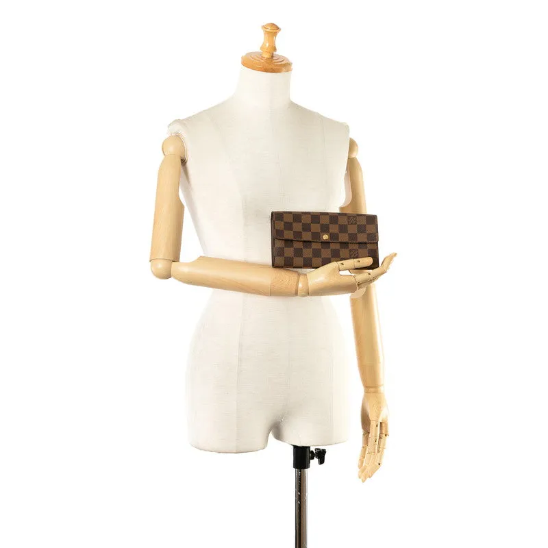 Louis Vuitton Portefolio Sarah Long Wallet N61734 Brown PVC Leather  Louis Vuitton