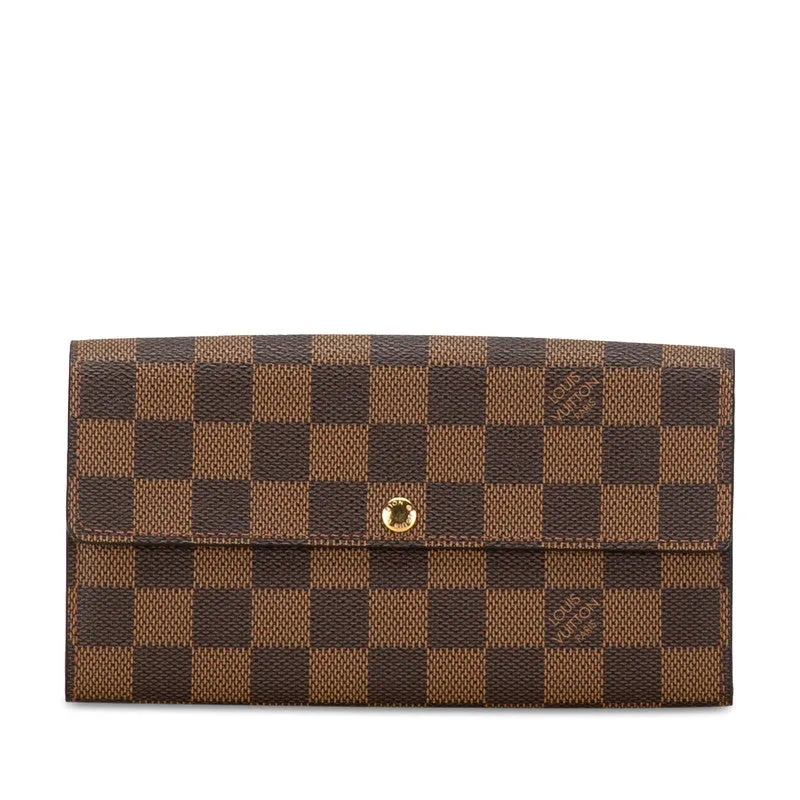 Louis Vuitton Portefolio Sarah Long Wallet N61734 Brown PVC Leather  Louis Vuitton