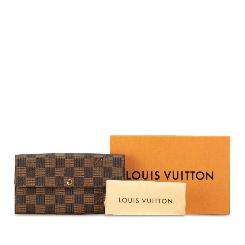 Louis Vuitton Portefolio Sarah Long Wallet N61734 Brown PVC Leather  Louis Vuitton