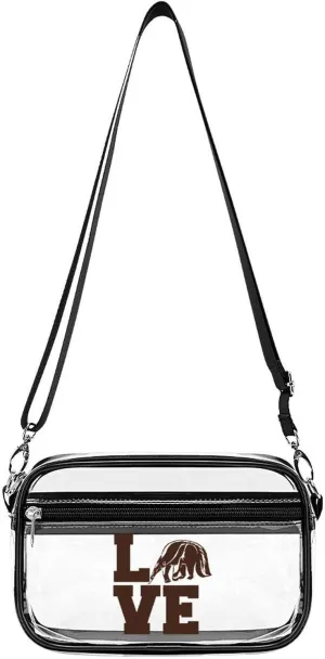 Love Giant Anteater Clear Stadium Crossbody Bag Small Shoulder Purse Adjustable Strap Handbag for Women Men
