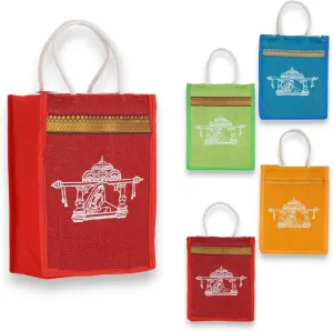 LOVENSPIRE Doli Print Jute Bag Burlap Gift Bags Eco-friendly Tote Bag Bridesmaid Gift Indian Wedding Favor Puja Return Gifts