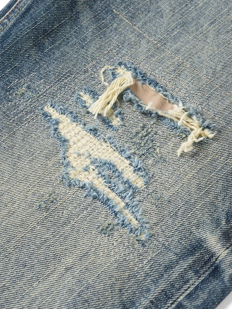 [LR08] 14.3oz Patchwork Selvedge Denim Jeans