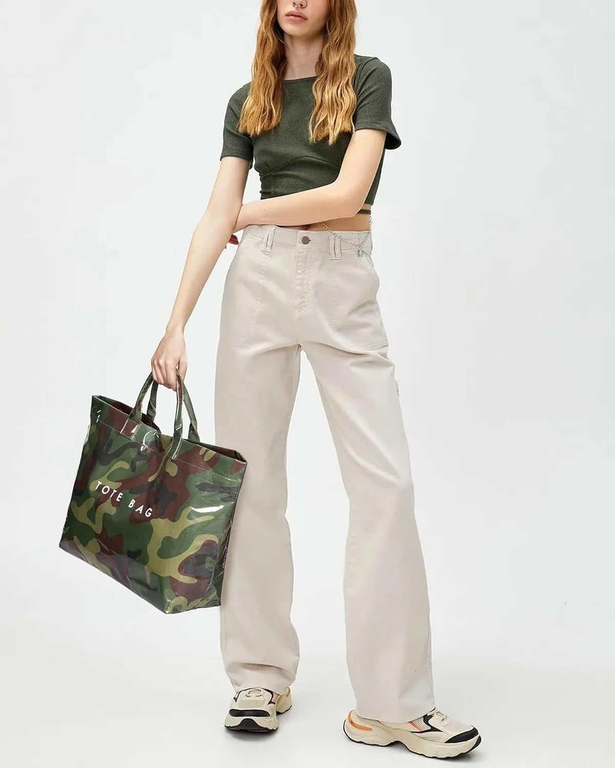 Lushandy PVC Tote Bag for Women - Canvas Leopard Cheetah Print Letter Handbag - Clear PVC Carry All Bag