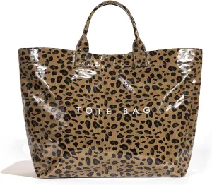 Lushandy PVC Tote Bag for Women - Canvas Leopard Cheetah Print Letter Handbag - Clear PVC Carry All Bag