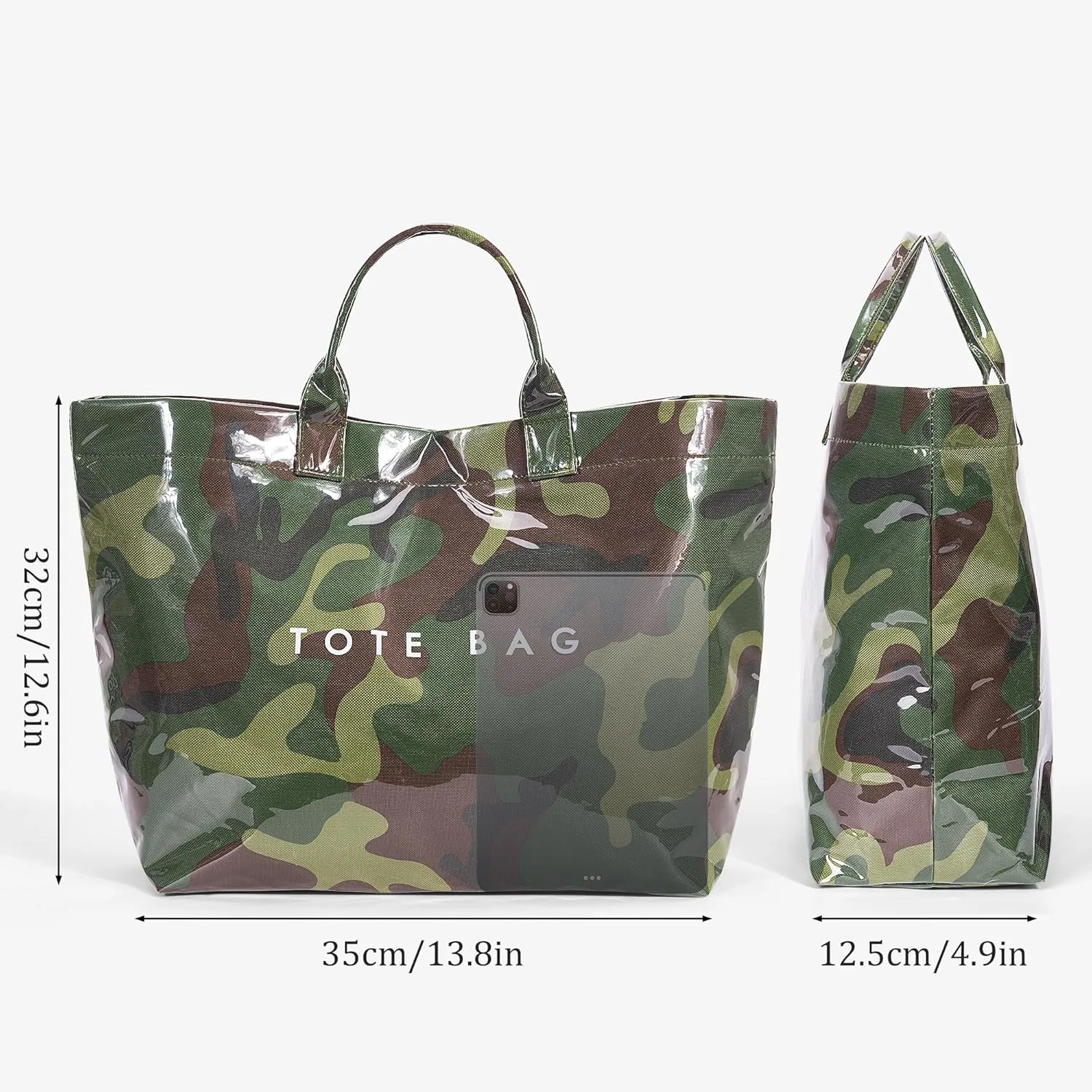 Lushandy PVC Tote Bag for Women - Canvas Leopard Cheetah Print Letter Handbag - Clear PVC Carry All Bag