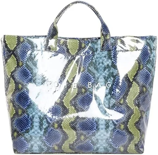 Lushandy Tote Bag for Women Large Letters Print Tote Bag Animal Pattern Plastic Tote Bag Trendy Pvc Tote Bag Y2K Hobo Handbag