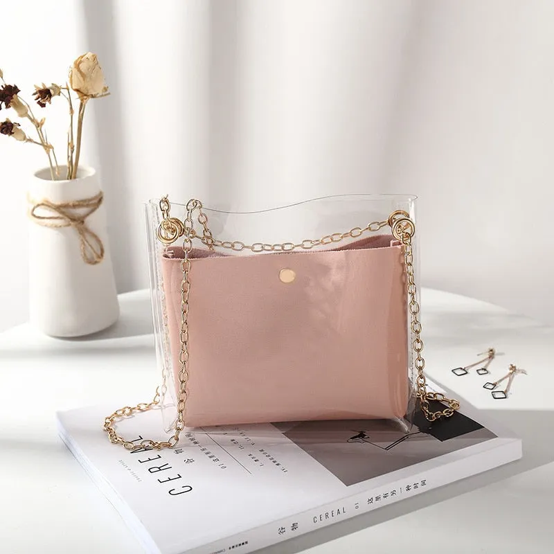 Luxury Handbag Women Transparent Bucket Bag