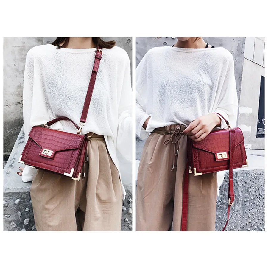 Luxury Handbags Women Bags Designer Crocodile Pattern Leather