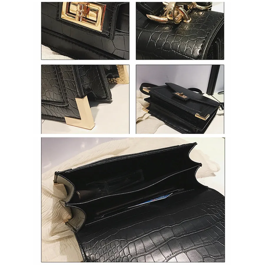 Luxury Handbags Women Bags Designer Crocodile Pattern Leather