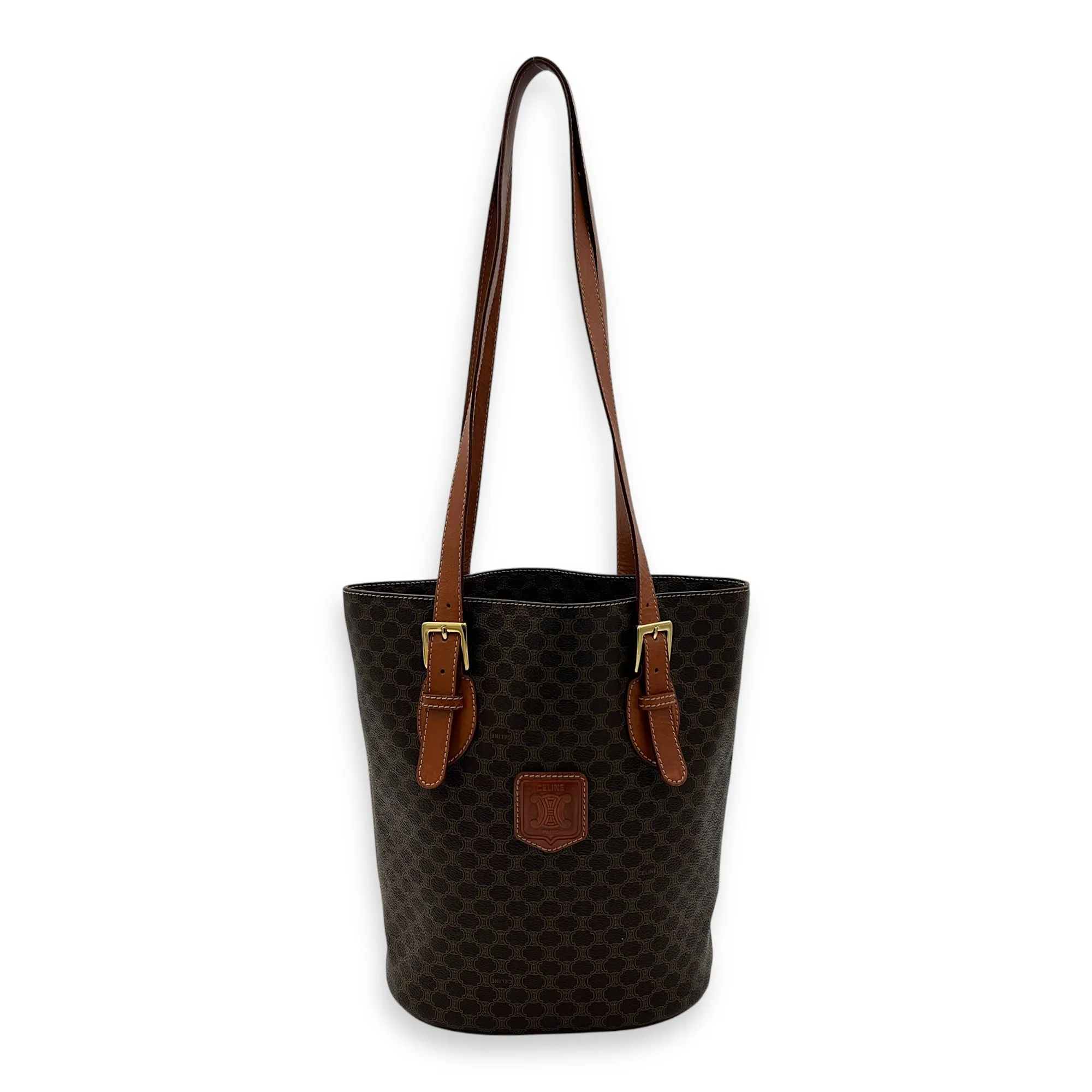 Macadam Tote Bag Brown in Coated Canvas, Gold hardware
