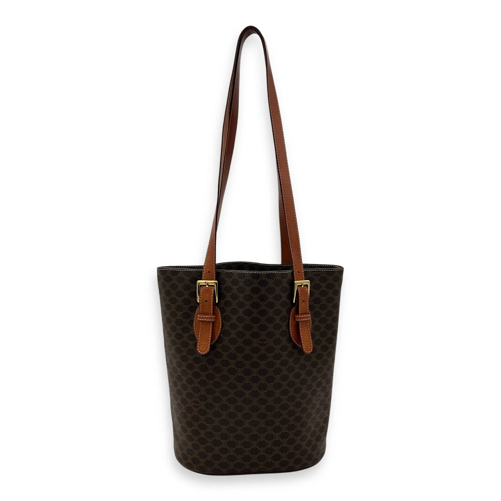 Macadam Tote Bag Brown in Coated Canvas, Gold hardware