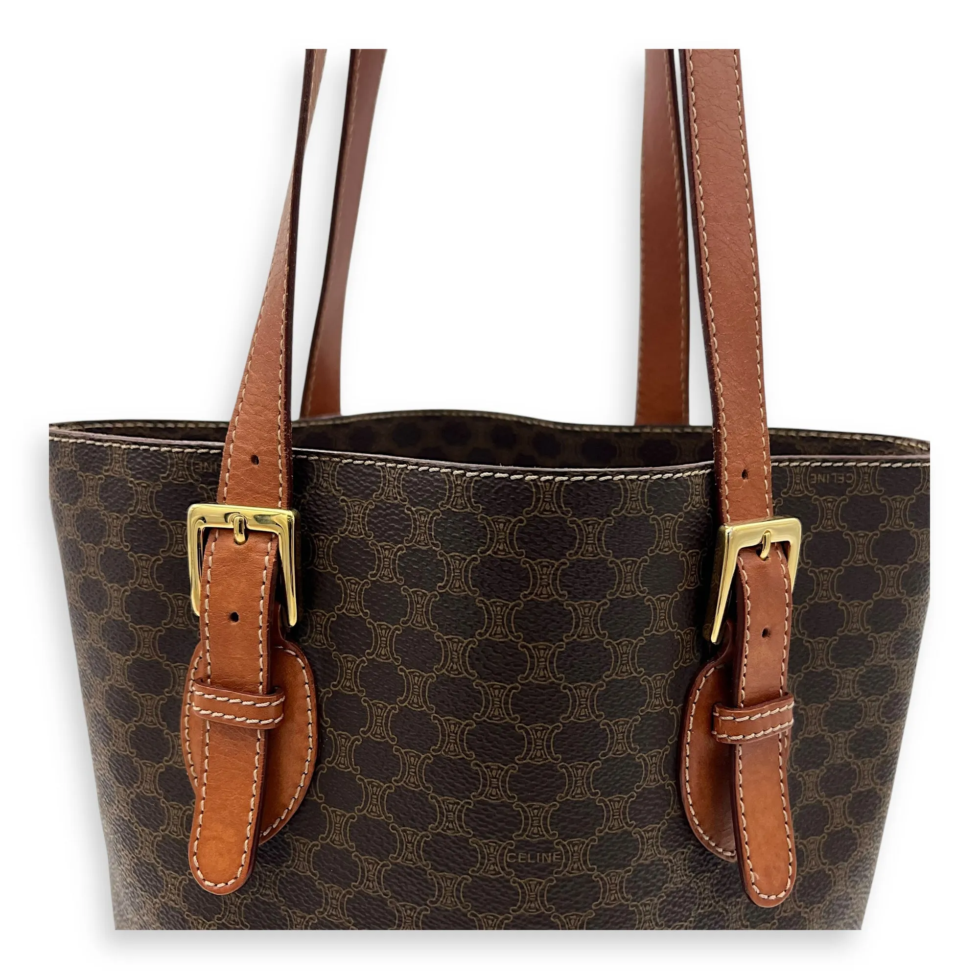 Macadam Tote Bag Brown in Coated Canvas, Gold hardware
