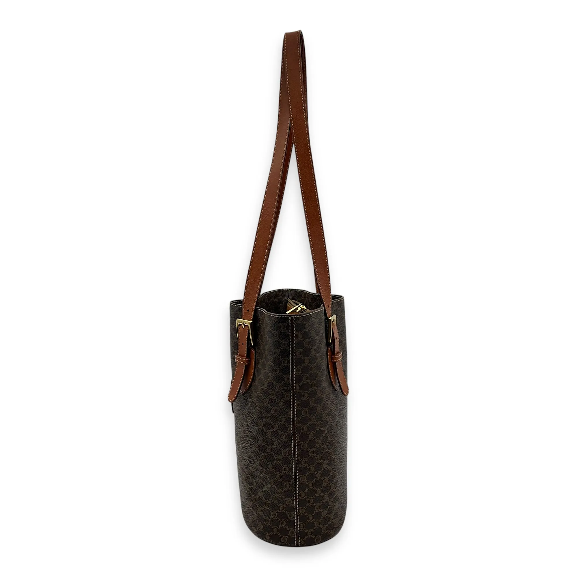Macadam Tote Bag Brown in Coated Canvas, Gold hardware