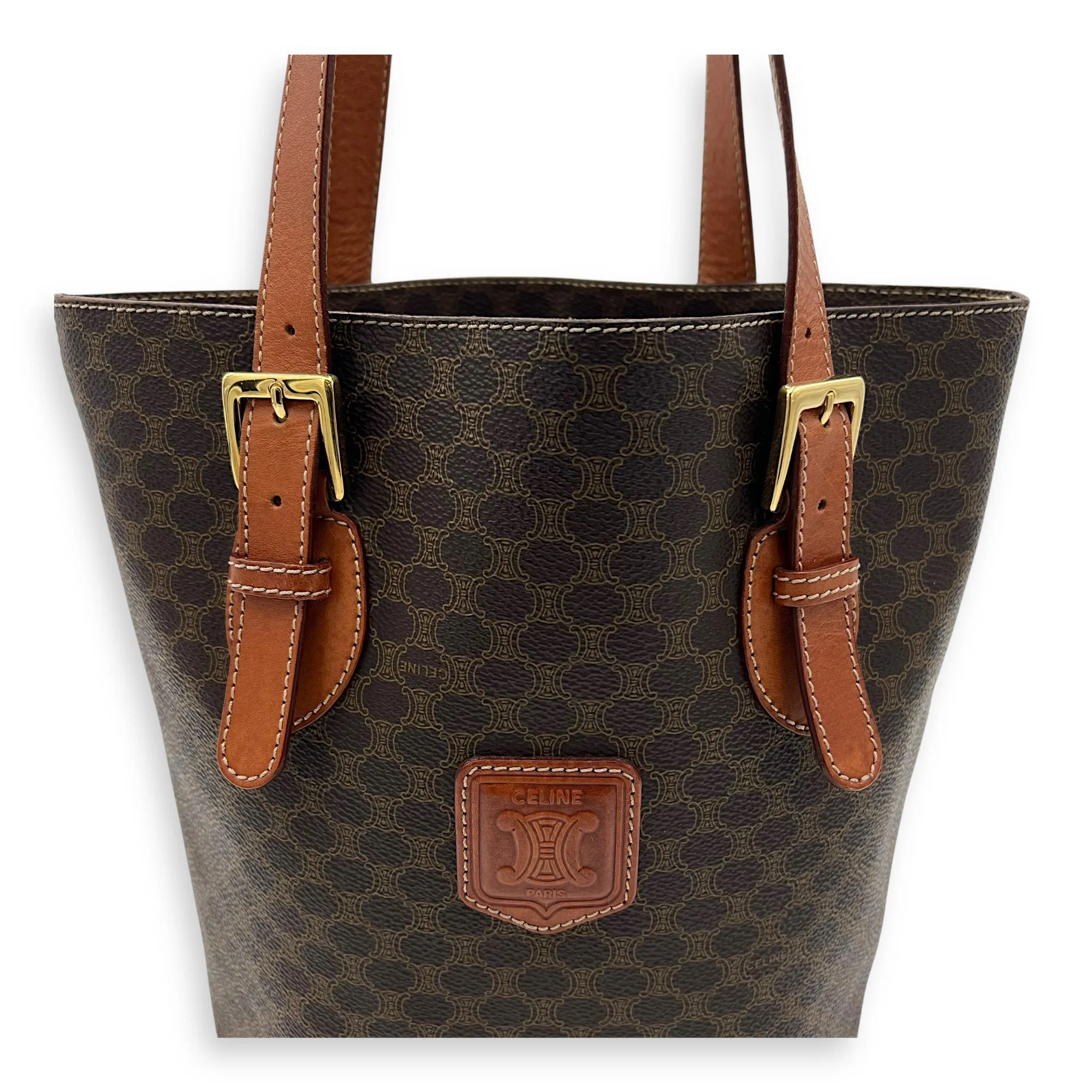 Macadam Tote Bag Brown in Coated Canvas, Gold hardware